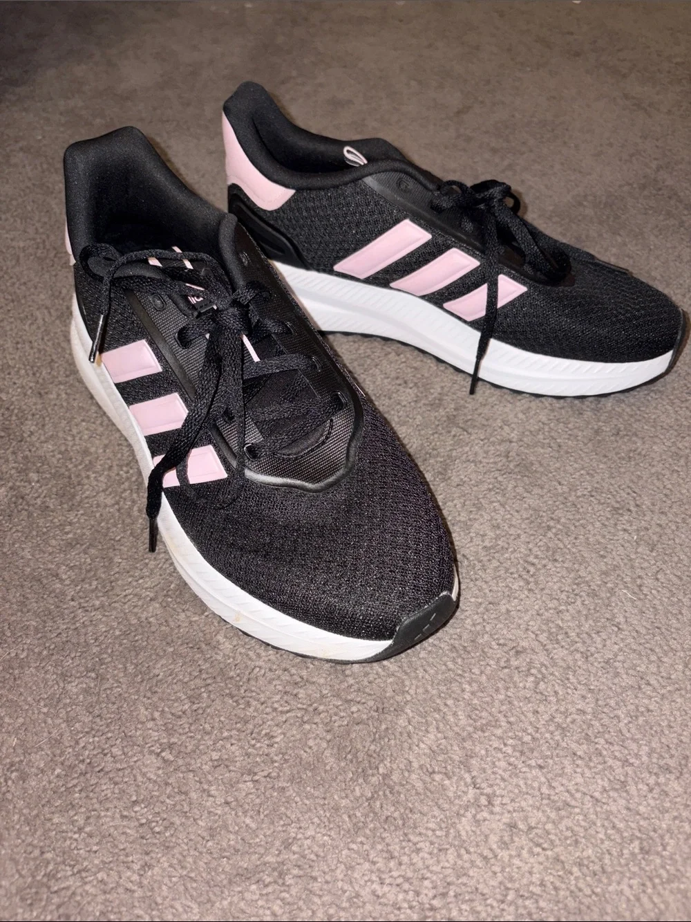 adidas Black Sneakers with Pink Stripes